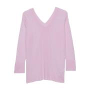 Lila Cashmere V-Hals Trui Malo , Pink , Dames