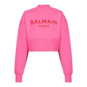Cropped sweatshirt met Paris print Balmain , Pink , Dames