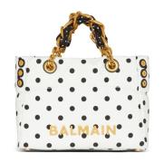 Kleine 1945 Zachte tote tas in polka dot canvas Balmain , White , Dame...