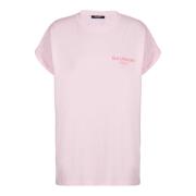 T-shirt met flock Paris logo Balmain , Pink , Dames