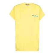 T-shirt met flocked Paris logo Balmain , Yellow , Dames