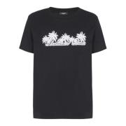 T-shirt met palmboom handtekeningprint Balmain , Black , Heren