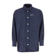 Midnight Blue Cotton Oversize Shirt Kenzo , Blue , Heren