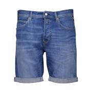 Blauwe Denim Shorts Replay , Blue , Heren