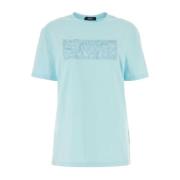 Lichtblauw Katoenen T-Shirt Versace , Blue , Dames