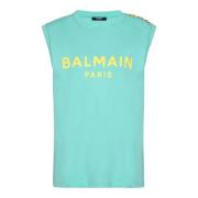 Paris tank top Balmain , Blue , Dames