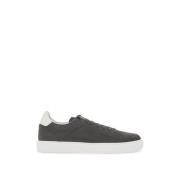 Nubuck Sneakers met Logo Patch Brunello Cucinelli , Gray , Heren