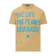 Gele Planet T-Shirt Dsquared2 , Yellow , Heren