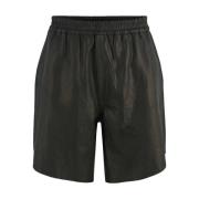 Leren Bermuda Shorts Y.a.s , Black , Dames