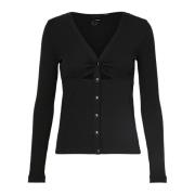 Lange Mouw Ribgebreide Top Pinko , Black , Dames