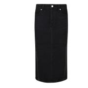 Denim Midi Rok Alexander Wang , Black , Dames