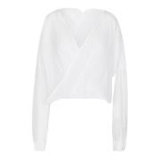 V-Hals Blouse met Diepe Voorkant Jucca , White , Dames