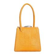 Vintage Lizard-Embossed Leather Handbag Little Liffner , Orange , Dame...