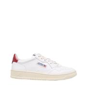 Rood-Witte Leren Sneakers Autry , White , Dames