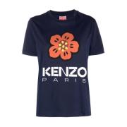 Blauw Logo Loose Fit T-Shirt Kenzo , Blue , Dames