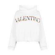 Witte Logo Detail Hoodie Sweatshirt Valentino Garavani , White , Dames