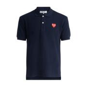 Navy Blue Polo Shirt met Rode Hart Comme des Garçons Play , Blue , Her...