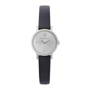 Elegant Rhinestone Analog Leather Watch Pierre Cardin , Gray , Dames