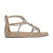 Sprankelende Platte Sandaal Alma EN Pena , Beige , Dames