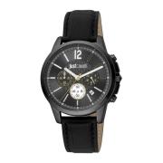 Zwarte Leren Multi Functionele Analoog Horloge Just Cavalli , Black , ...