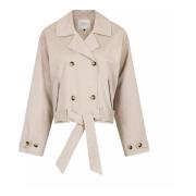 Beige Korte Trenchjas met Details Neo Noir , Beige , Dames