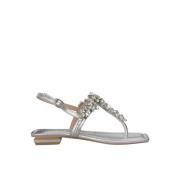 Kristal Square Toe Platte Sandalen Alma EN Pena , Gray , Dames