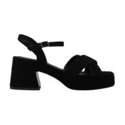 Zwarte suède jurksandalen voor vrouwen Lodi , Black , Dames