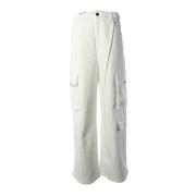 Cargo Broek Wit Katoen Elastaan Pinko , White , Dames