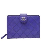 Pre-owned Leather wallets Chanel Vintage , Blue , Dames