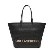 Zomer Raffia Tote Tas Karl Lagerfeld , Black , Dames