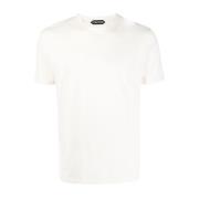 Wit T-shirt Korte Mouw Tom Ford , Beige , Heren