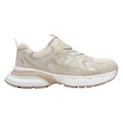 Beige & Witte Sneakers met Gouden Details Estro , Multicolor , Dames