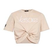 T-shirt met logo Versace , Beige , Dames