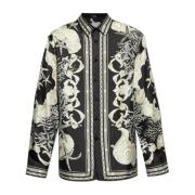 Shirt met 'Barocco Sea' Print Versace , Black , Heren