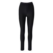 Zwarte Glanzende Leggings Versace Jeans Couture , Black , Dames