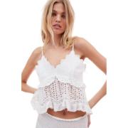 Katoenen Kant Cami met Bloemenborduursels Loveshackfancy , White , Dam...