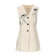 Bloemen Beige Single-Breasted Vest Stine Goya , Beige , Dames