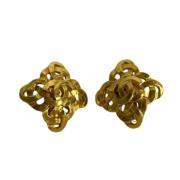 Pre-owned Metal earrings Chanel Vintage , Yellow , Dames