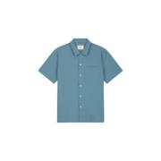 Seersucker Shirt Storm Blauw Olaf Hussein , Blue , Heren