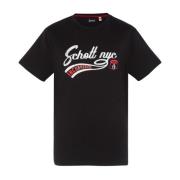 Katoenen handtekening T-shirt - Zwart Schott NYC , Black , Heren