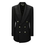 Zwarte Voering Knoopsluiting Jas Victoria Beckham , Black , Dames