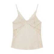 TOP Slim top in viscose satijn Patrizia Pepe , Beige , Dames