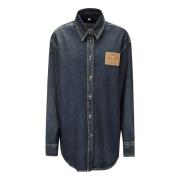 Denim Oversized Logo Detail Shirt ACT N°1 , Blue , Dames