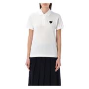 Zwart Heart Polo Shirt Comme des Garçons , White , Dames