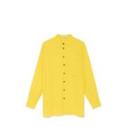 Vloeibare Crepe Shirt met Speciale Knopen Maliparmi , Yellow , Dames