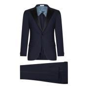 Blauwe Single-Breasted Blazer en Broek Boglioli , Blue , Heren