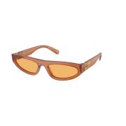 Bruin Frame Gele Lenzen Zonnebril Miu Miu , Brown , Unisex