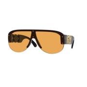 Stijlvol Zwart Oranje Zonnebril Versace , Black , Unisex