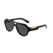 Zwarte Frame Donkergrijze Lenzen Zonnebril Dolce & Gabbana , Black , H...