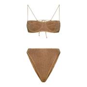 Karamelbruin Glitter Balconette Bikini Set Oseree , Beige , Dames